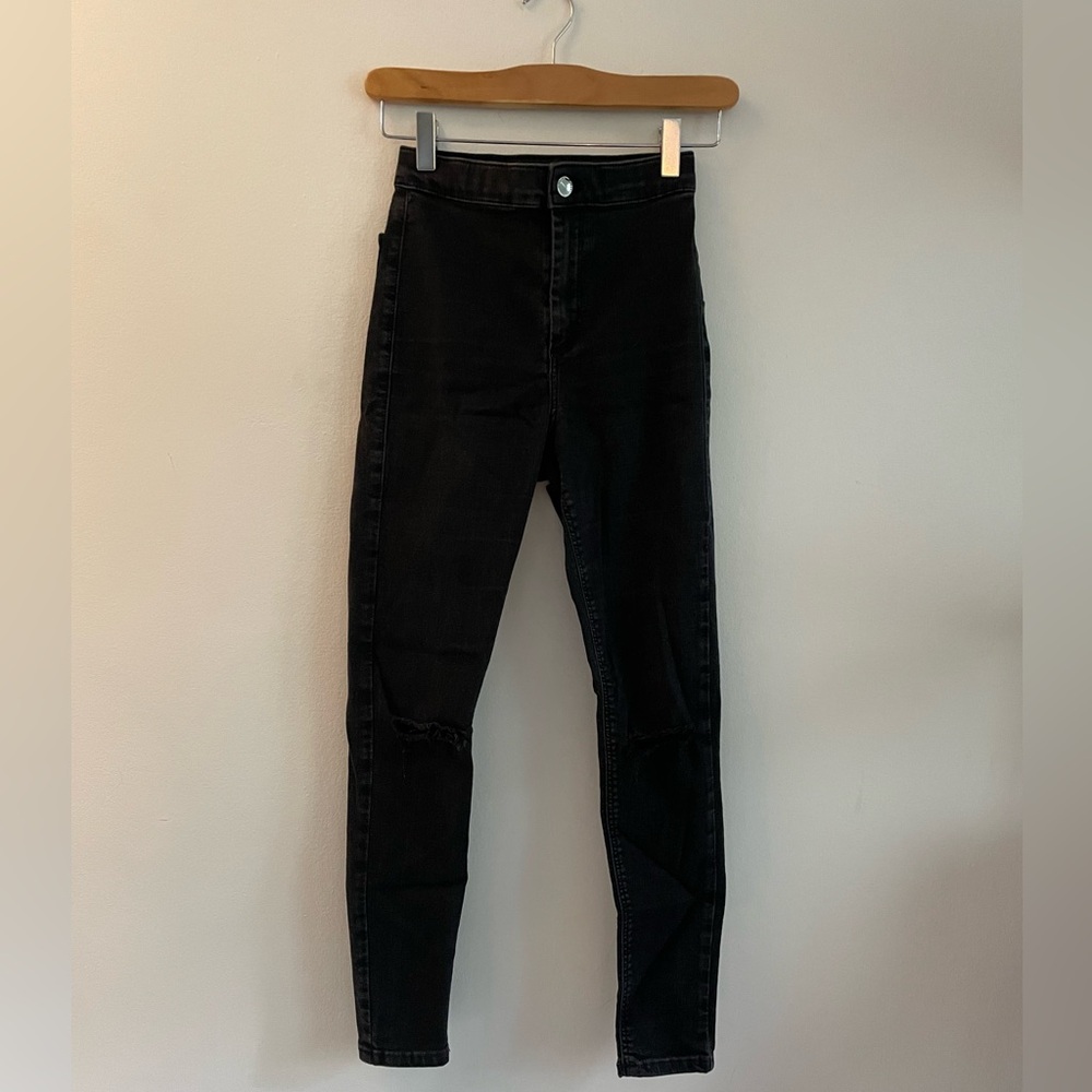 Topshop Joni High Rise Black Jeans